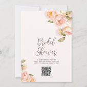 フローラピーチ花びらプロセッコQRコードブライダルシャワー 招待状 (裏面)