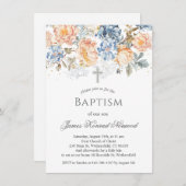 フローラピーチ赤面ブルーバプテスマ 招待状 (正面/裏面)