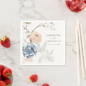 フローラピーチ赤面ブルー結婚ズ スタンダードカクテルナプキン (インサイチュ)