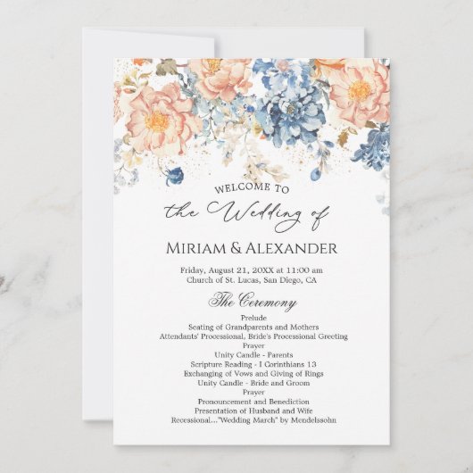 フローラピーチ赤面ブルー結婚式 プログラム (正面)