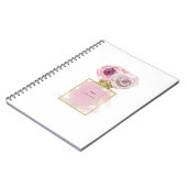 フローラファッション香水ボトルピンクローズ金ゴールドグラム ノートブック (左側)