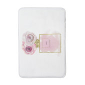 フローラファッション香水ボトルピンクローズ金ゴールドグラム バスマット (正面縦)