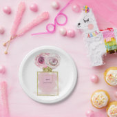 フローラファッション香水ボトルピンクローズ金ゴールドグラム ペーパープレート (パーティー)