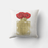 フローラファッション香水ボトルレッドローゼス金ゴールドグラム クッション (裏面)