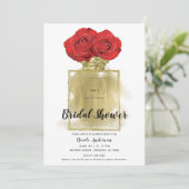 フローラファッション香水ボトルレッドローゼス金ゴールドグラム 招待状 (スタンド正面)