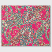 フローラファブリックとペイズリーオーナメントシームレスなパターン ラッピングペーパー (フラット)
