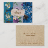 フローラファブリックパッチワーク(青パーソナライズされた) 名刺 (正面/裏面)