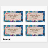 フローラファブリックパッチワーク(青)アドレスステッカー 長方形シール (シート)