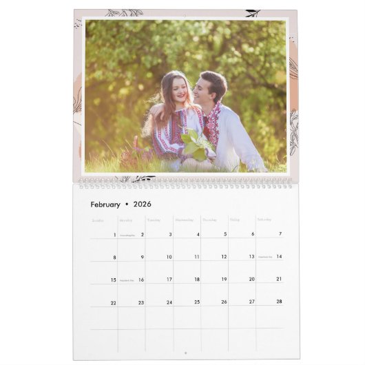 フローラファミリーカスタムメモリーズ写真記念 カレンダー (2月 2026)