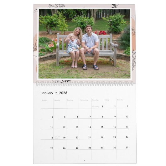 フローラファミリーカスタムメモリーズ写真記念 カレンダー (1月 2026)