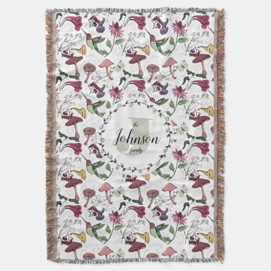 フローラファミリーネームハミングバードガーデン&フラワーズ スローブランケット (正面縦)