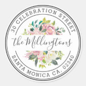 フローラファミリ名差出人住所封筒用シール ラウンドシール (正面)