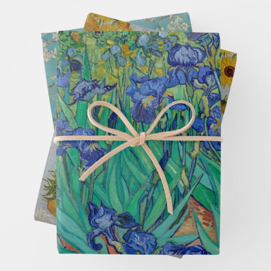 フローラファンゴッホアイリスサンフラワーズアーモンドブロッサム ラッピングペーパーシート (インサイチュ)