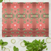 フローラファンシーコーラルアンドピーチ キッチンタオル (折り畳み)