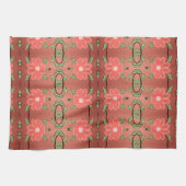 フローラファンシーコーラルアンドピーチ キッチンタオル (横)