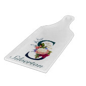 フローラファンシーネイビーモノグラム文字S カッティングボード (角)