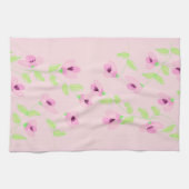 フローラファンシーピンクのプリントのハンドタオル キッチンタオル (横)