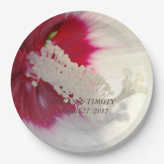 フローラファンシーピンクホワイトエレガントグラマー紙プレート ペーパープレート (正面)