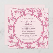 フローラファンシーベビーシャワー招待状(ピンク) 招待状 (正面/裏面)