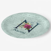 フローラファンシーモノグラムイニシャルN ペーパープレート (アングル)