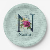 フローラファンシーモノグラムイニシャルN ペーパープレート (正面)