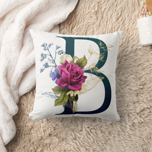 フローラファンシーモノグラム文字B クッション (ブランケット)