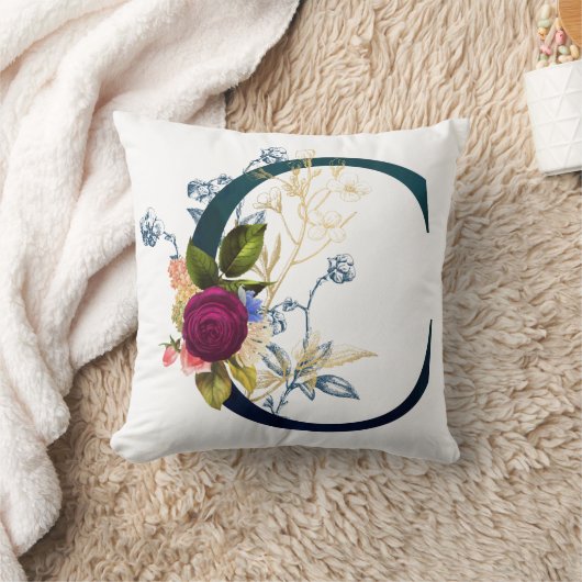 フローラファンシーモノグラム文字C クッション (ブランケット)