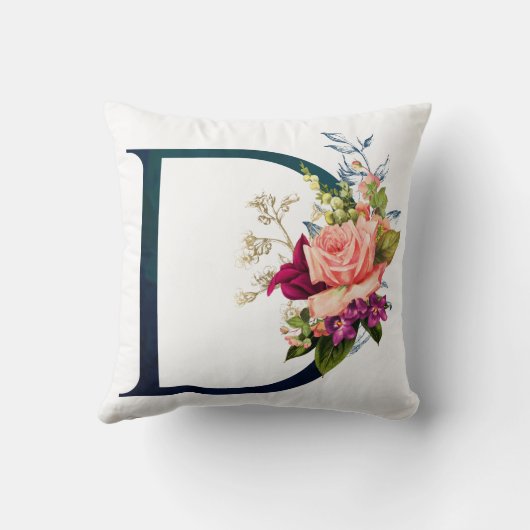 フローラファンシーモノグラム文字D クッション (裏面)