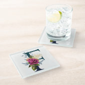 フローラファンシーモノグラム文字F ガラスコースター (アングル)