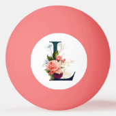 フローラファンシーモノグラム文字Lピンク 卓球ボール (正面)