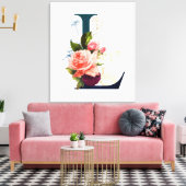 フローラファンシーモノグラム文字L キャンバスプリント (インサイチュ (リビング))