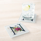 フローラファンシーモノグラム文字N ガラスコースター (アングル)