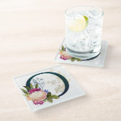 フローラファンシーモノグラム文字O ガラスコースター (アングル)