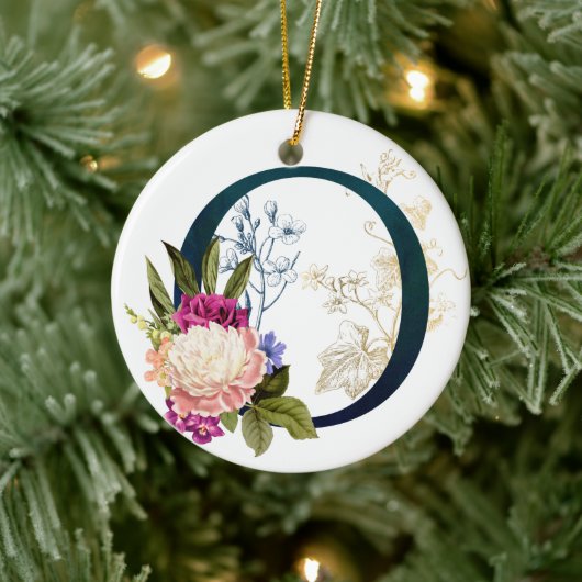 フローラファンシーモノグラム文字O セラミックオーナメント (ツリー)