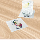 フローラファンシーモノグラム文字S ガラスコースター