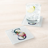 フローラファンシーモノグラム文字S ガラスコースター (アングル)