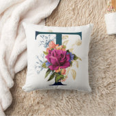 フローラファンシーモノグラム文字T クッション (ブランケット)