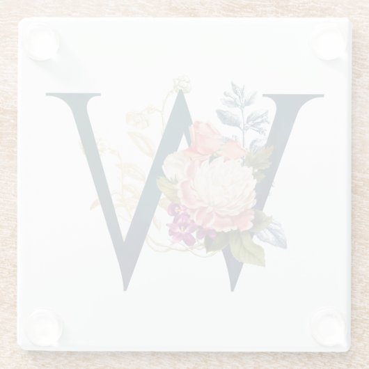 フローラファンシーモノグラム文字W ガラスコースター (裏面)