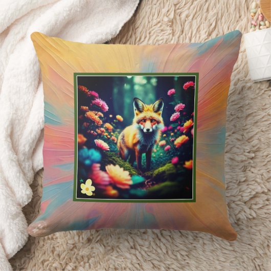 「フローラファンタジーとキツネ」 クッション (ブランケット)