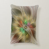 フローラファンタジーと金ゴールドモダン抽象芸術 アクセントクッション (裏面(縦))