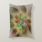 フローラファンタジーと金ゴールドモダン抽象芸術 アクセントクッション (正面(垂直))