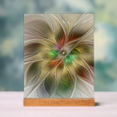 フローラファンタジーと金ゴールドモダン抽象芸術 アクリルサイン (ニュートラル)