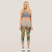 フローラファンタジーと金ゴールドモダン抽象芸術 カプリレギンス (正面)