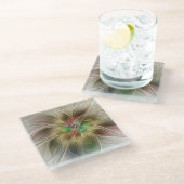 フローラファンタジーと金ゴールドモダン抽象芸術 ガラスコースター (アングル)