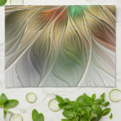 フローラファンタジーと金ゴールドモダン抽象芸術 キッチンタオル (折り畳み)