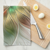 フローラファンタジーと金ゴールドモダン抽象芸術 キッチンタオル (四つ折り)