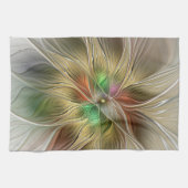 フローラファンタジーと金ゴールドモダン抽象芸術 キッチンタオル (横)