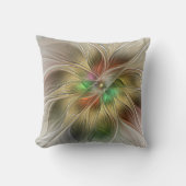フローラファンタジーと金ゴールドモダン抽象芸術 クッション (正面)