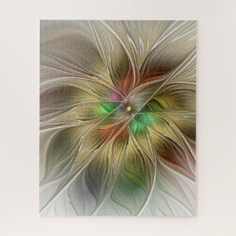 フローラファンタジーと金ゴールドモダン抽象芸術 ジグソーパズル