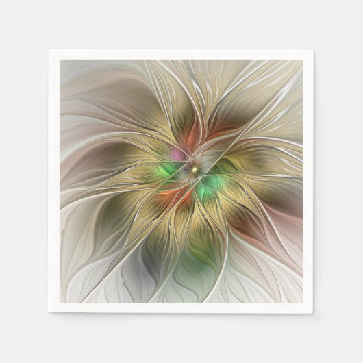 フローラファンタジーと金ゴールドモダン抽象芸術 スタンダードカクテルナプキン (正面)